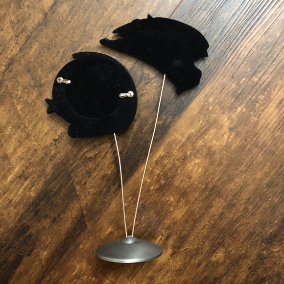 Pewter Hey Diddle Diddle Baby Picture Frame Cow Moon frame on wire pedestal CUTE - Picture 6 of 11